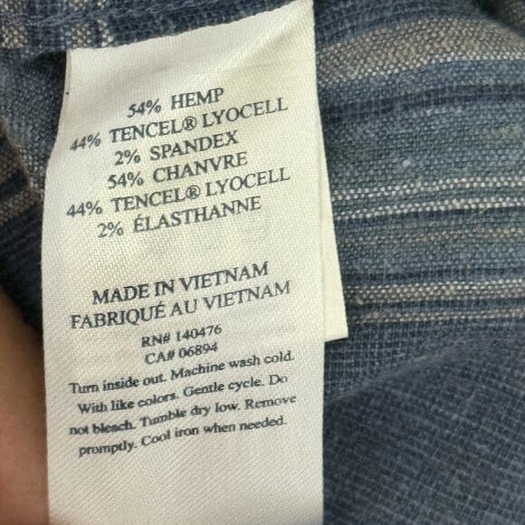 Faherty Shirt Men Large Breeze Striped Blue Tropical Hemp Tencel Beach Resort - Picture 7 of 13